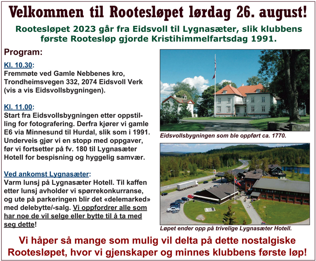 Rootesløpet 2023, Lørdag 26. August (Avholdt)