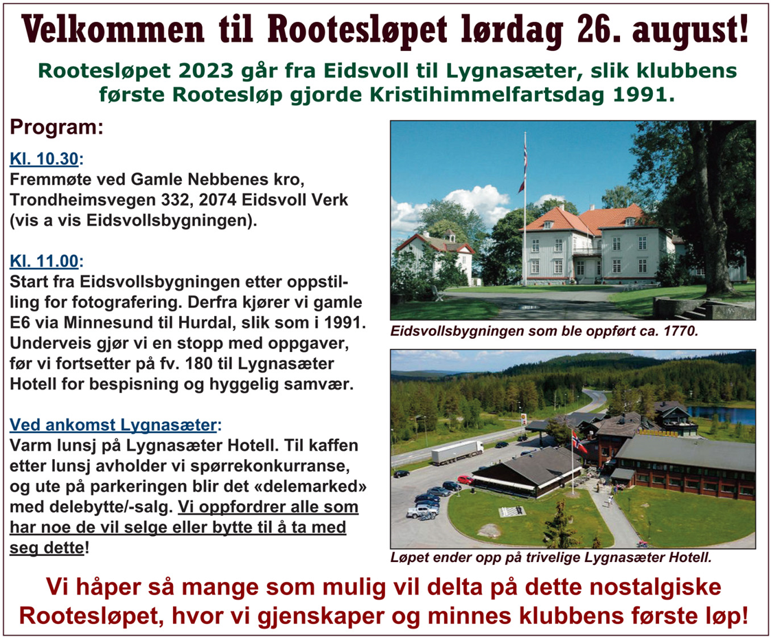 Rootesløpet 2023, Lørdag 26. August (Avholdt)