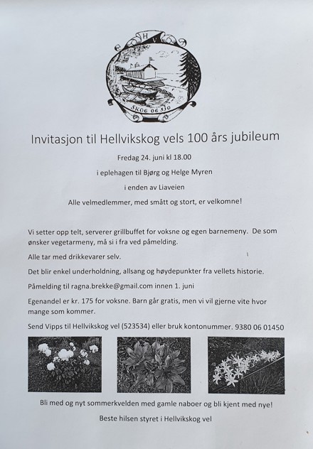 Bilder fra den flotte feiringen av 100-års jubileèt til Hellvikskog vel, 24 juni 2022.