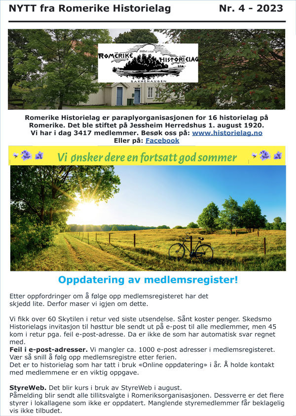 «NYTT fra Romerike Historielag» nr. 4 - 2023