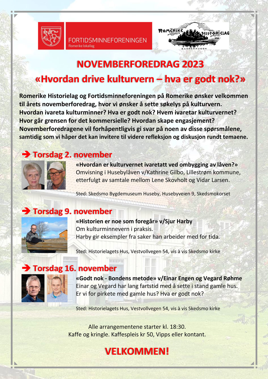 NOVEMBERFOREDRAG 2023 - 2., 9, og 16. november 