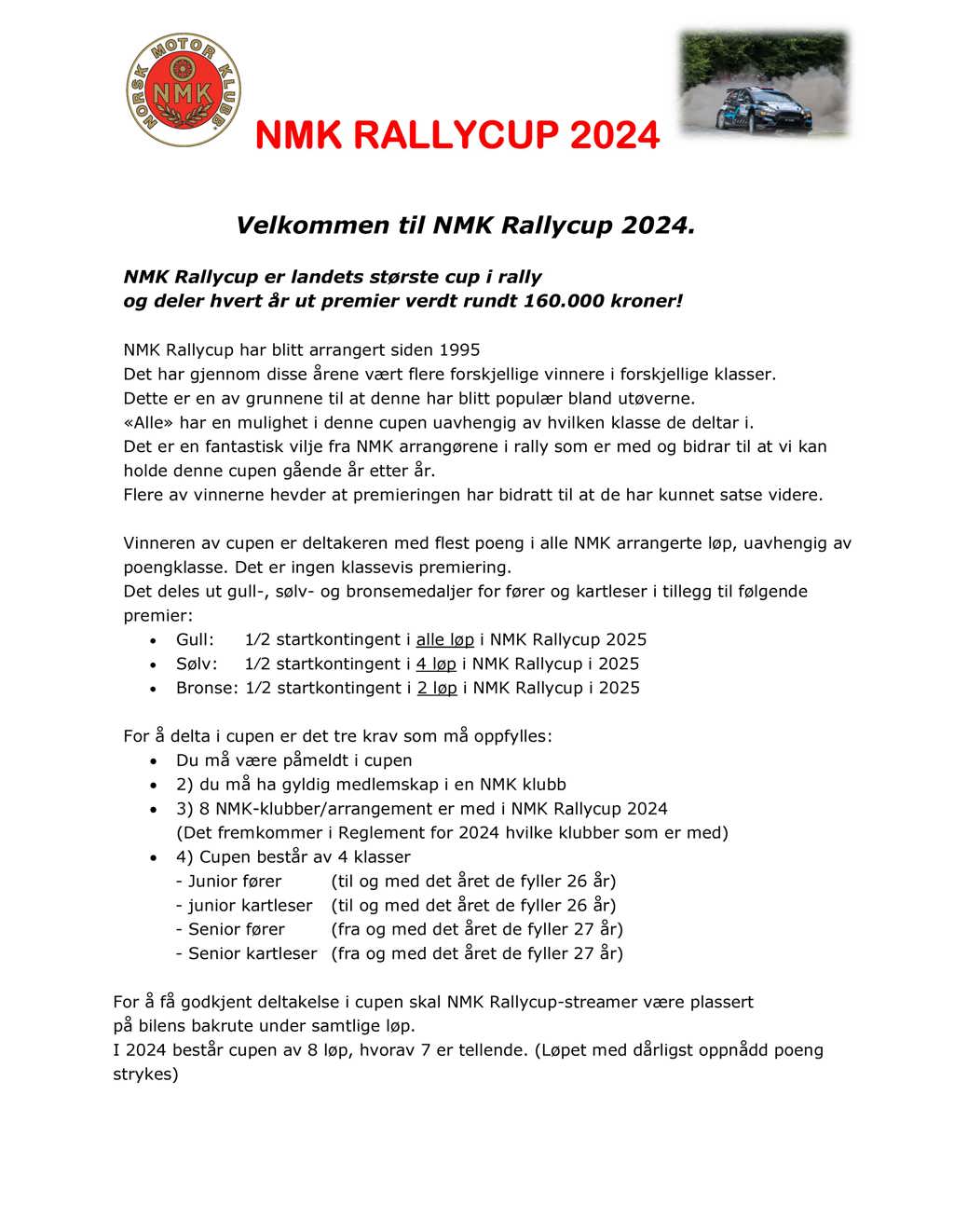 NMK Rallycup 2024 - Påmelding ÅPNET!