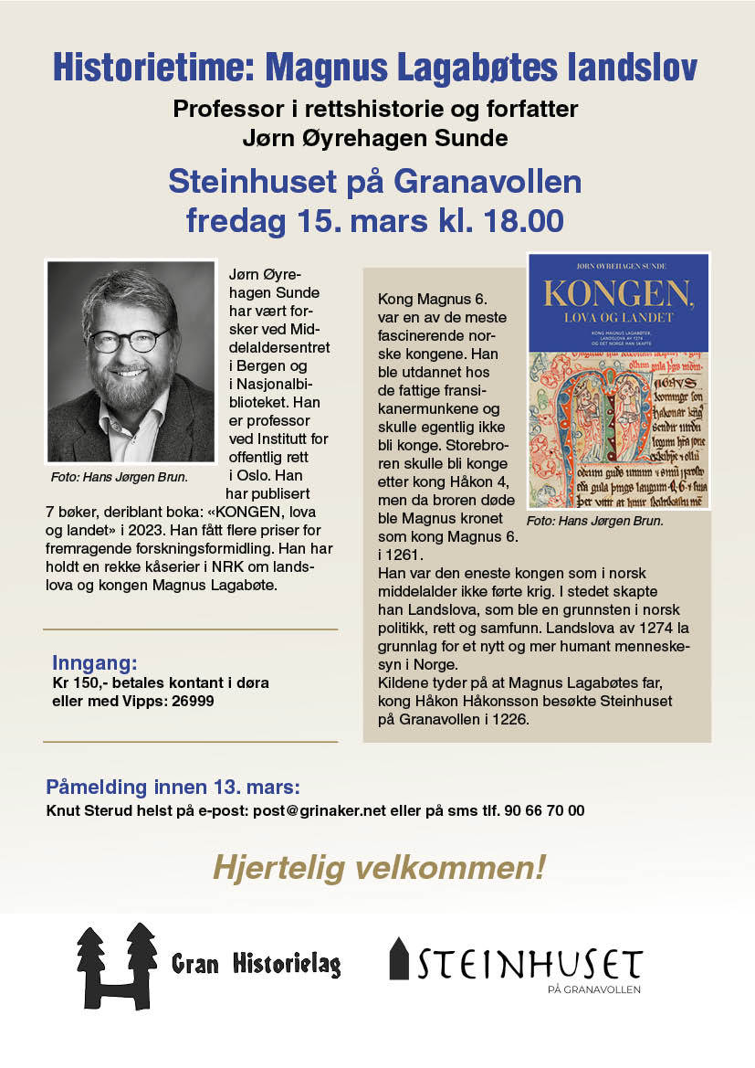 Spennende foredrag om "Magnus Lagabøtes Landslov"