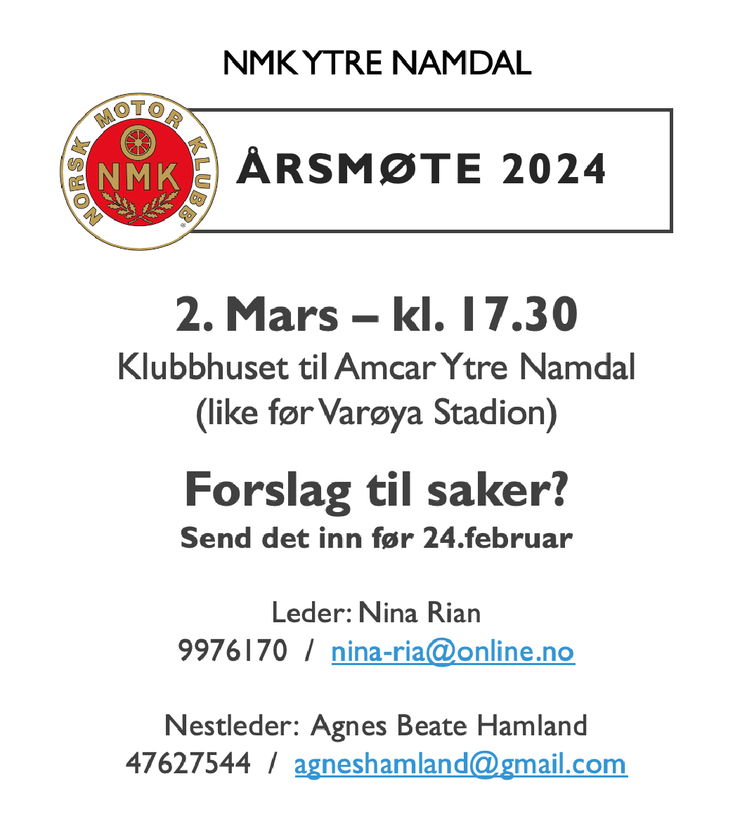 Innkalling - Årsmøte 2024