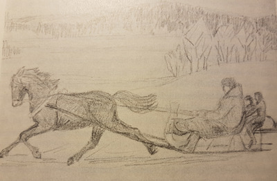 Med hest til skirenn i Hurdal - rundt 1912