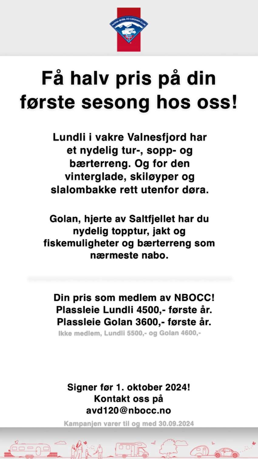 Få halv pris på din første sesong hos oss!