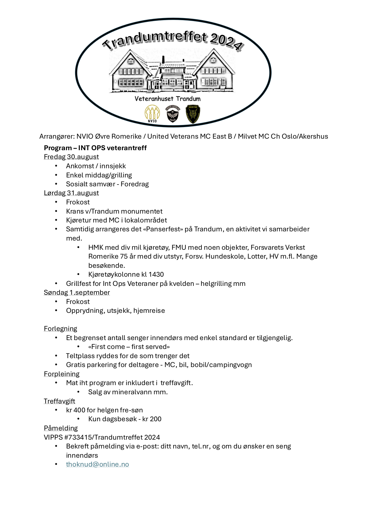 Programmet for Trandumtreffet er i boks