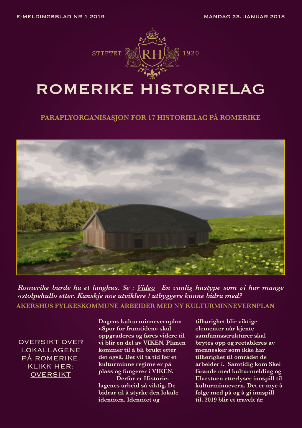 Romerike Historielags meldingsblad nr. 1 - 2019