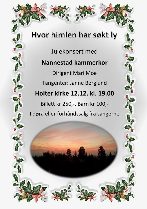 Julekonsert 12. desember i Holter kirke