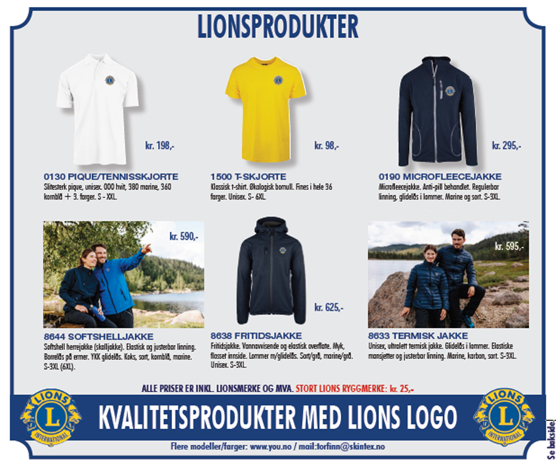 Lionsprodukter fra LC Porsgrunn