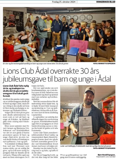 Lions Club Ådal feiret 30 års jubileum.