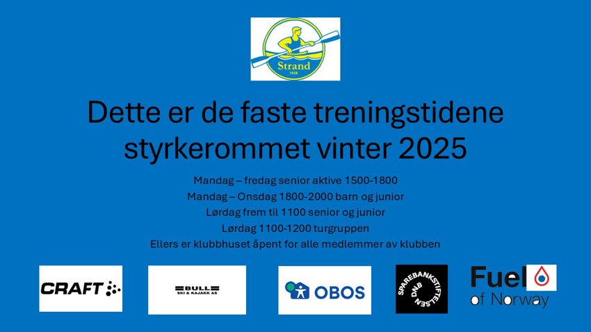 Treningstider i styrkerommet 