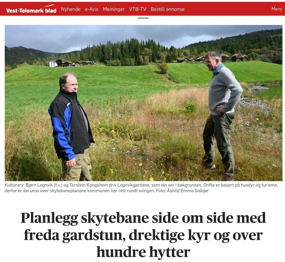 Skytebanesak i Vest-Telemark blad